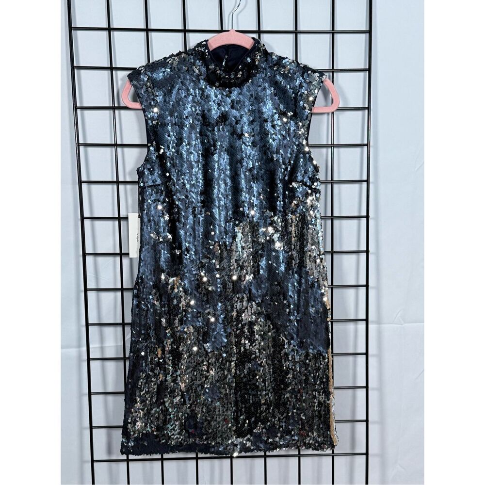 NWT Ali & Jay Double‎ Platinum Sequin Sleeveless Mini Shift Dress Womens S Black